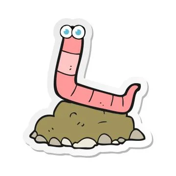 Sticker of a cartoon worm Stock Illustration
