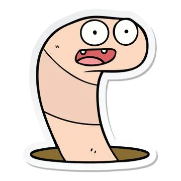 Sticker of a cartoon worm Stock Illustration