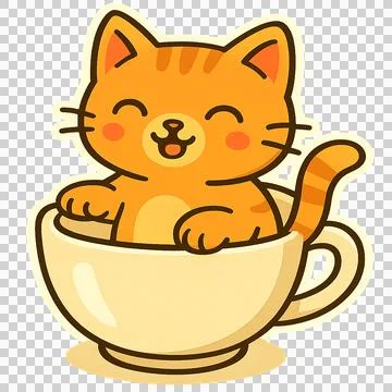 Sticker Cat Cup Stock Illustration