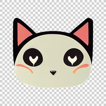 Sticker with cat in love. Flat design, anime style Stock Illustration