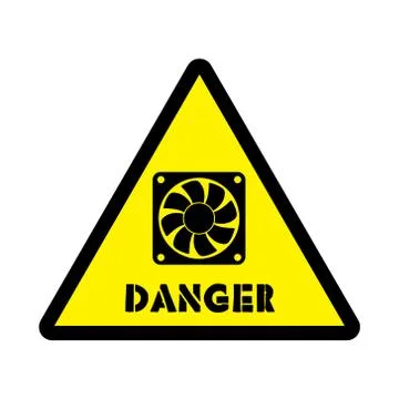 Sticker with caution cooler works or other mechanism Stock Illustration