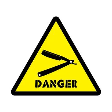 Sticker with caution straight razor Stock Illustration