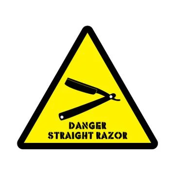 Sticker with caution straight razor Stock Illustration
