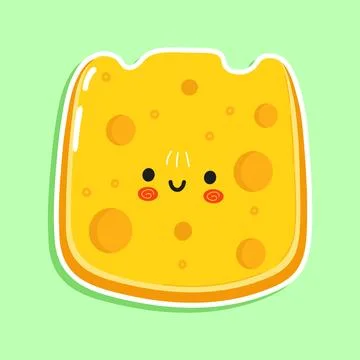 Sticker Cheese character. Vector hand drawn cartoon kawaii character illust.. Stock Illustration