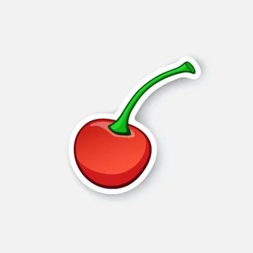 Sticker cherry with the stem Stock Illustration