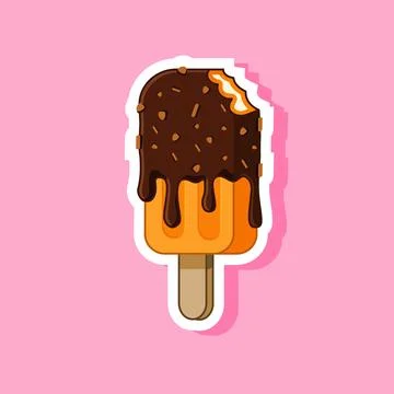 Sticker of Chocolate Dipped Popsicle with a Bite Stock Illustration