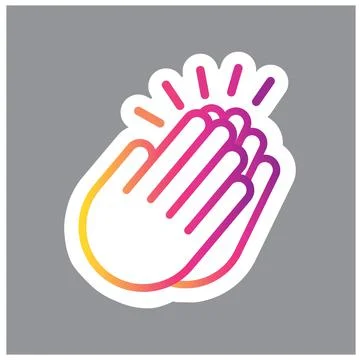 Sticker with clapping hands, icon, vector. Stock Illustration