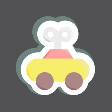 Sticker Clockwork Car. suitable for Kids symbol. simple design editable. desi Stock Illustration