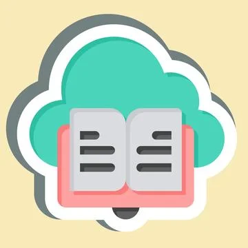 Sticker Cloud Book. related to Learning symbol. simple design illustration Illustrazione stock