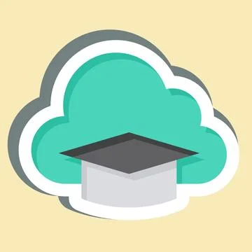 Sticker Cloud Education. related to Learning symbol. simple design illustrati イラスト素材