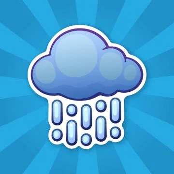 Sticker cloud with rain Illustrazione stock