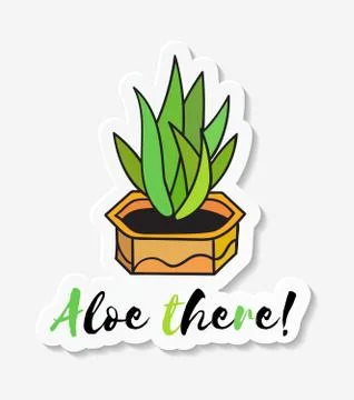 Sticker with colored funny cute cactus. Stock Illustration