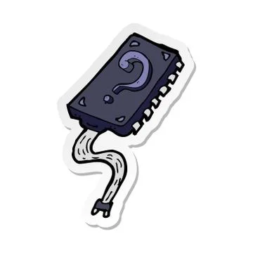 Sticker of a computer chip cartoon 스톡 일러스트