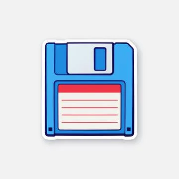 Sticker of computer floppy disk Illustrazione stock