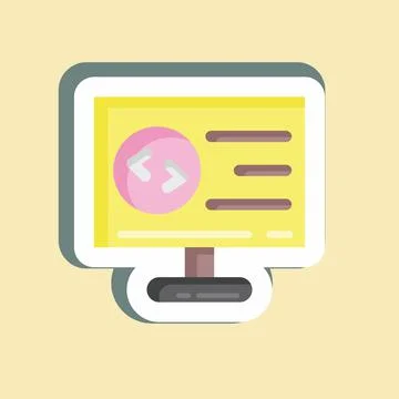 Sticker Computer Programming. suitable for education symbol. simple design ed Stock Illustration