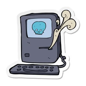 Sticker of a computer virus cartoon Stock Illustration