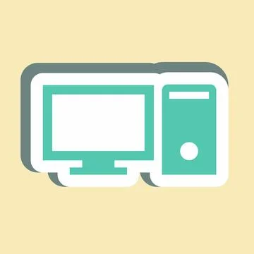 Sticker Computer,Simple illustration,Editable stroke Stock-Illustration