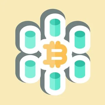 Sticker Computing Cluster. related to Cryptocurrency symbol イラスト素材
