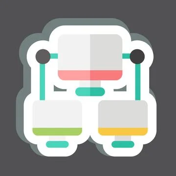 Sticker Connection Computer. related to Communication symbol. simple design.. Stock Illustration