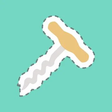Sticker Corkscrew - Line Cut - Simple illustration,Editable stroke Stock Illustration