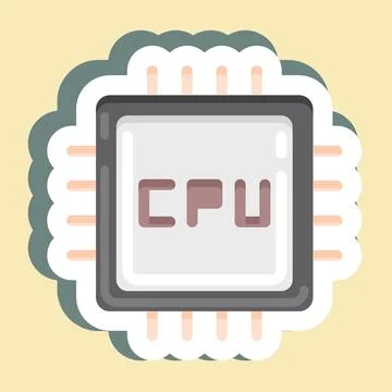 Sticker CPU. suitable for Computer Components symbol. simple design editable. Stock Illustration