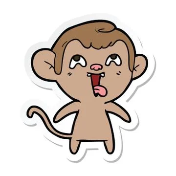 Sticker of a crazy cartoon monkey Stock Illustration
