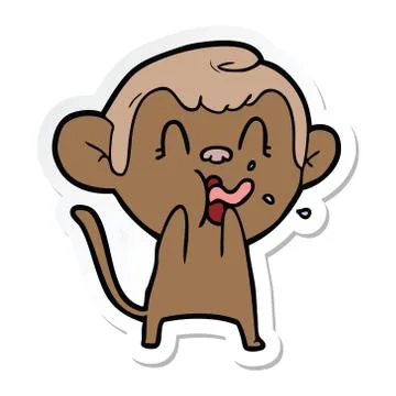 Sticker of a crazy cartoon monkey Stock Illustration