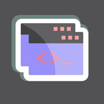 Sticker Custom Coding. suitable for Programming symbol. simple design editabl Stock Illustration