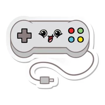 Sticker of a cute cartoon game controller Illustration
