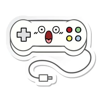 Sticker of a cute cartoon game controller Stock Illustration