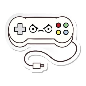 Sticker of a cute cartoon game controller Stock Illustration