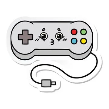 Sticker of a cute cartoon game controller Stock Illustration