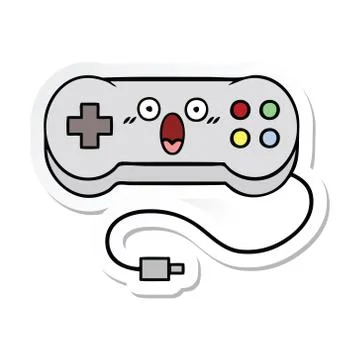 Sticker of a cute cartoon game controller Stock Illustration