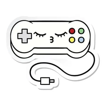 Sticker of a cute cartoon game controller Stock Illustration