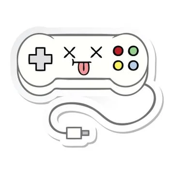 Sticker of a cute cartoon game controller Stock Illustration