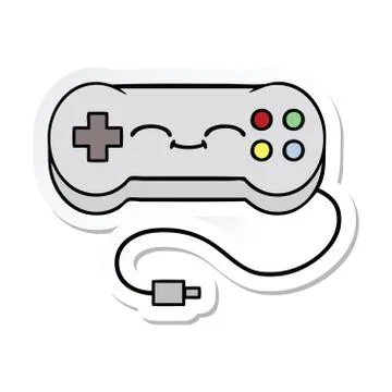 Sticker of a cute cartoon game controller Stock Illustration