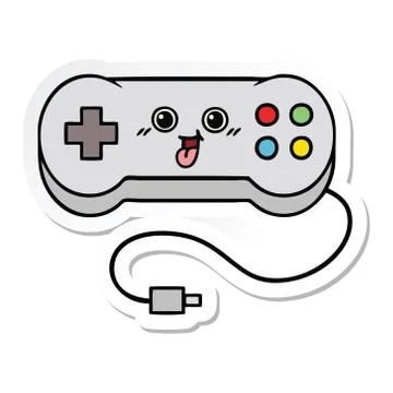 Sticker of a cute cartoon game controller Stock Illustration