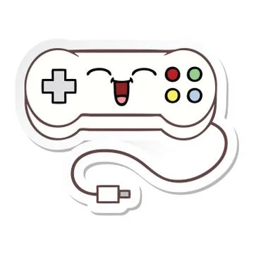 Sticker of a cute cartoon game controller Stock Illustration