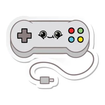 Sticker of a cute cartoon game controller Stock Illustration