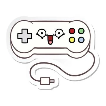 Sticker of a cute cartoon game controller Stock Illustration