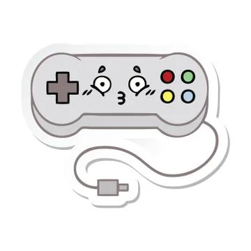 Sticker of a cute cartoon game controller Stock Illustration
