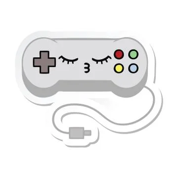 Sticker of a cute cartoon game controller Stock Illustration