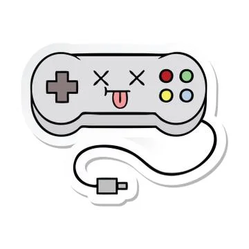 Sticker of a cute cartoon game controller Stock Illustration