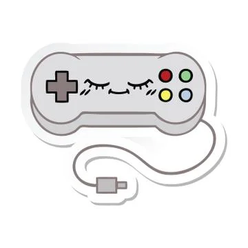 Sticker of a cute cartoon game controller Stock Illustration
