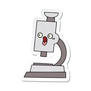 Sticker of a cute cartoon microscope 스톡 일러스트