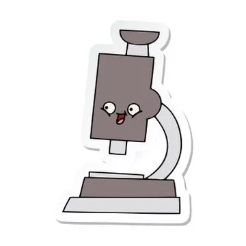 Sticker of a cute cartoon microscope 스톡 일러스트
