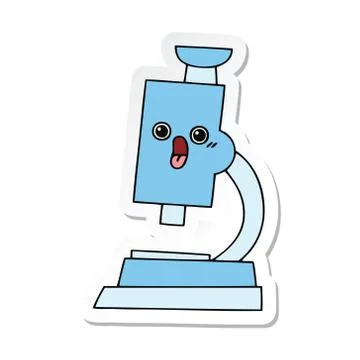 Sticker of a cute cartoon microscope 스톡 일러스트