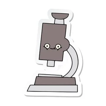 Sticker of a cute cartoon microscope 스톡 일러스트