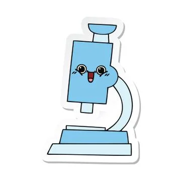 Sticker of a cute cartoon microscope 스톡 일러스트