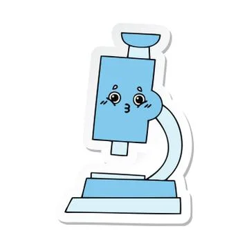 Sticker of a cute cartoon microscope 스톡 일러스트